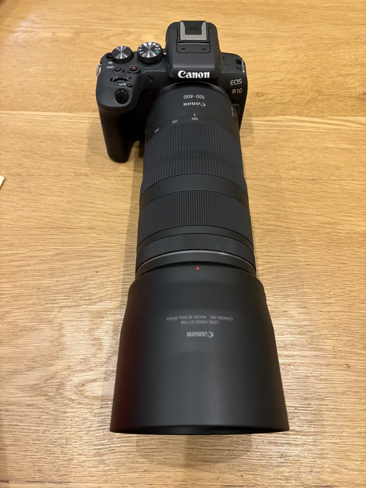 Canon EOS R10＋RF100-400mm＋レンズフード と polygon XL 試作モデル
